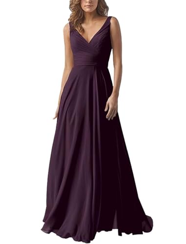 Damen V-Ausschnitt Chiffon Brautjungfernkleider A-Linie Lang Hochzeit Ballkleider Elegant Abendkleid Damen V-Ausschnitt Chiffon Brautjungfernkleider A-Linie Lang Hochzeit Ballkleider Elegant Abendkleid von Infuness