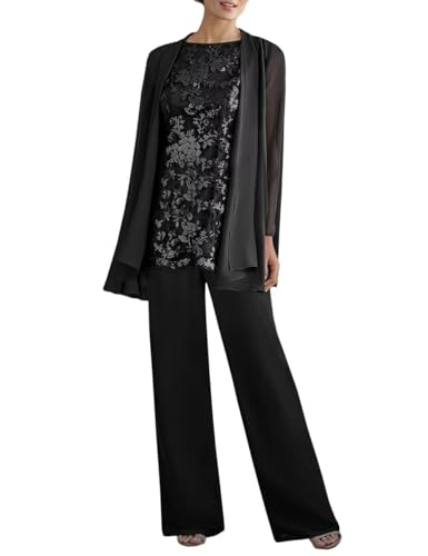 Infuness 3 Teilig Damen Hosenanzug Chiffon Brautmutter Anzug für Hochzeit Formelle Hosen mit Jacke Infuness 3 Teilig Damen Hosenanzug Chiffon Brautmutter Anzug für Hochzeit Formelle Hosen mit Jacke von Infuness