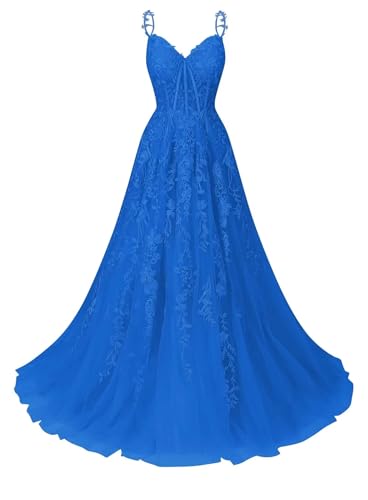 Infuness Ballkleid für Damen mit Tüll-Spitzenapplikation Brautkleid mit Spaghettiträgern und V-Ausschnitt Langes Ballkleid Infuness Ballkleid für Damen mit Tüll-Spitzenapplikation Brautkleid mit Spaghettiträgern und V-Ausschnitt Langes Ballkleid von Infuness
