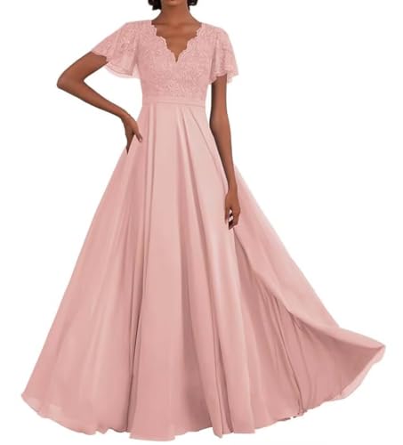 Infuness Chiffon Brautmutterkleider Halbarm V Ausschnitt Ballkleid Lang Formelle Abendkleid von Infuness