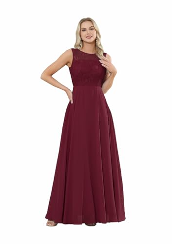 Infuness Damen Abendkleid Lang Spitzen Chiffon Brautjungfernkleid Ärmellos Neckholder Elegant Ballkleider Infuness Damen Abendkleid Lang Spitzen Chiffon Brautjungfernkleid Ärmellos Neckholder Elegant Ballkleider von Infuness