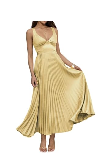 Infuness Damen Abendkleider Lang Falten Elegant Satin A-Linie Brautjungfernkleid Spaghetti Festlich Ballkleid für Hochzeit Infuness Damen Abendkleider Lang Falten Elegant Satin A-Linie Brautjungfernkleid Spaghetti Festlich Ballkleid für Hochzeit von Infuness