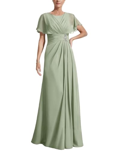 Infuness Damen Chiffon Brautmutterkleider Für Hochzeit Lang V-Ausschnitt Wickelkleid Abendkleider Elegant Festliche Kleider von Infuness