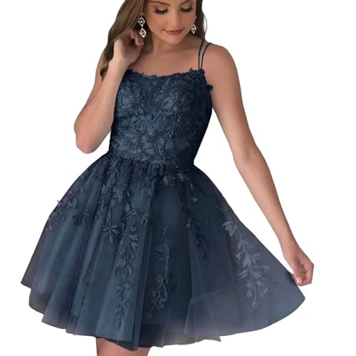 Infuness Damen Homecoming Tüll Kurzes Ballkleid für Teens Mini Ballkleid Spitzenapplikationen mit Spaghettiträgern Infuness Damen Homecoming Tüll Kurzes Ballkleid für Teens Mini Ballkleid Spitzenapplikationen mit Spaghettiträgern von Infuness