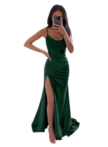 Infuness Damen Satin Brautjungfernkleider Lange Spaghettiträger Schlitz Meerjungfrau Formelle Partykleider mit Schlitz Infuness Damen Satin Brautjungfernkleider Lange Spaghettiträger Schlitz Meerjungfrau Formelle Partykleider mit Schlitz von Infuness