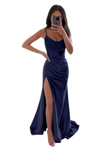 Infuness Damen Satin Brautjungfernkleider Lange Spaghettiträger Schlitz Meerjungfrau Formelle Partykleider mit Schlitz Infuness Damen Satin Brautjungfernkleider Lange Spaghettiträger Schlitz Meerjungfrau Formelle Partykleider mit Schlitz von Infuness