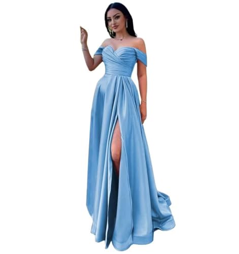 Infuness Damen Satin Schulterfreie Ballkleider Lang gerüschtes Brautjungfernkleid Schlitz Meerjungfrau Hochzeit Partei Kleid Infuness Damen Satin Schulterfreie Ballkleider Lang gerüschtes Brautjungfernkleid Schlitz Meerjungfrau Hochzeit Partei Kleid von Infuness