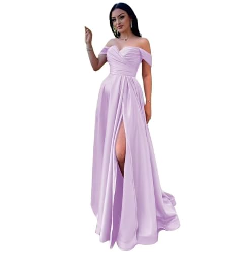 Infuness Damen Satin Schulterfreie Ballkleider Lang gerüschtes Brautjungfernkleid Schlitz Meerjungfrau Hochzeit Partei Kleid Infuness Damen Satin Schulterfreie Ballkleider Lang gerüschtes Brautjungfernkleid Schlitz Meerjungfrau Hochzeit Partei Kleid von Infuness