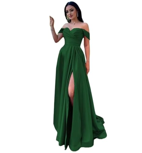 Infuness Damen Satin Schulterfreie Ballkleider Lang gerüschtes Brautjungfernkleid Schlitz Meerjungfrau Hochzeit Partei Kleid Infuness Damen Satin Schulterfreie Ballkleider Lang gerüschtes Brautjungfernkleid Schlitz Meerjungfrau Hochzeit Partei Kleid von Infuness