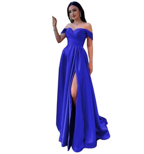 Infuness Damen Satin Schulterfreie Ballkleider Lang gerüschtes Brautjungfernkleid Schlitz Meerjungfrau Hochzeit Partei Kleid Infuness Damen Satin Schulterfreie Ballkleider Lang gerüschtes Brautjungfernkleid Schlitz Meerjungfrau Hochzeit Partei Kleid von Infuness