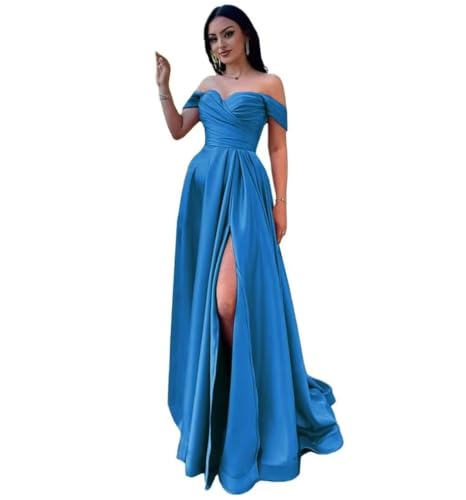 Infuness Damen Satin Schulterfreie Ballkleider Lang gerüschtes Brautjungfernkleid Schlitz Meerjungfrau Hochzeit Partei Kleid Infuness Damen Satin Schulterfreie Ballkleider Lang gerüschtes Brautjungfernkleid Schlitz Meerjungfrau Hochzeit Partei Kleid von Infuness