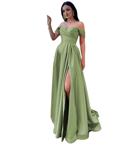 Infuness Damen Satin Schulterfreie Ballkleider Lang gerüschtes Brautjungfernkleid Schlitz Meerjungfrau Hochzeit Partei Kleid Infuness Damen Satin Schulterfreie Ballkleider Lang gerüschtes Brautjungfernkleid Schlitz Meerjungfrau Hochzeit Partei Kleid von Infuness