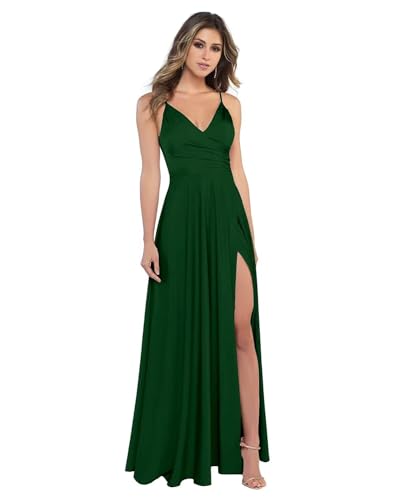 Infuness Damen Spaghettiträger Satin Brautjungfernkleider mit Schlitz Langes V-Ausschnitt formeller Abschlussball Abendkleider Infuness Damen Spaghettiträger Satin Brautjungfernkleider mit Schlitz Langes V-Ausschnitt formeller Abschlussball Abendkleider von Infuness