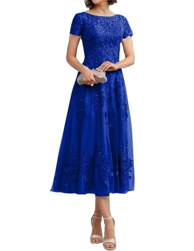 Teelange Tüll für die Brautmutter Ballkleid Spitzenapplikationen Formelle Abendkleider mit Ärmeln A-Linie Abendkleider Elegant für Hochzeit Teelange Tüll für die Brautmutter Ballkleid Spitzenapplikationen Formelle Abendkleider mit Ärmeln A-Linie Abendkleider Elegant für Hochzeit von Infuness