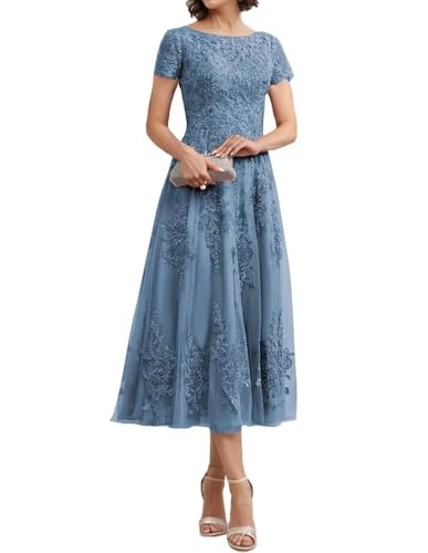 Teelange Tüll für die Brautmutter Ballkleid Spitzenapplikationen Formelle Abendkleider mit Ärmeln A-Linie Abendkleider Elegant für Hochzeit Teelange Tüll für die Brautmutter Ballkleid Spitzenapplikationen Formelle Abendkleider mit Ärmeln A-Linie Abendkleider Elegant für Hochzeit von Infuness