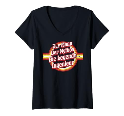 Damen Ingenieur Geburtstag Mythos-Legende Ingenieur T-Shirt mit V-Ausschnitt von Ingenieur Zubehör Geschenke Geburtstags-Shirts