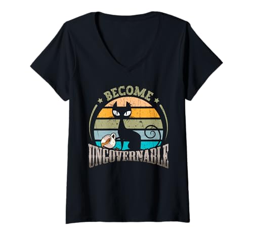 Damen Lustige Schwarze Katzenmeme Werden unregierbar, was ich Will T-Shirt mit V-Ausschnitt Damen Lustige Schwarze Katzenmeme Werden unregierbar, was ich Will T-Shirt mit V-Ausschnitt von Ingenius Funny Cat Meme Shirts & Geschenke