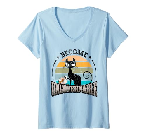 Damen Lustige Schwarze Katzenmeme Werden unregierbar, was ich Will T-Shirt mit V-Ausschnitt Damen Lustige Schwarze Katzenmeme Werden unregierbar, was ich Will T-Shirt mit V-Ausschnitt von Ingenius Funny Cat Meme Shirts & Geschenke