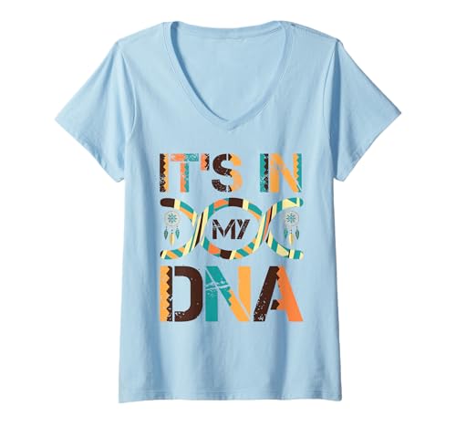 Damen DNA Indian American DNA Indigenous People Day Indian Tribal T-Shirt mit V-Ausschnitt von Ingenius Native American Shirts & Geschenke