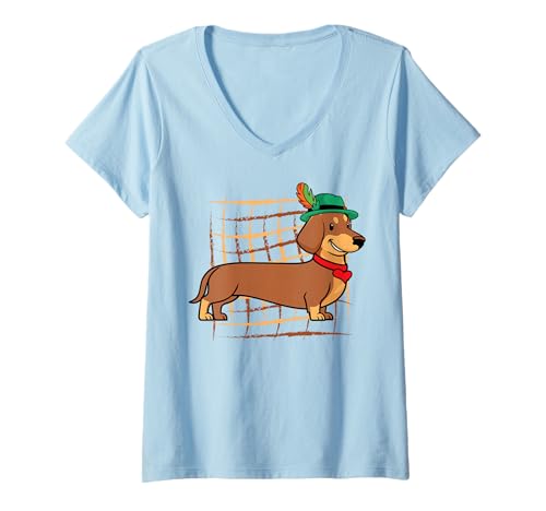 Damen Dachshund Oktoberfest Wursthund süße Wiener Deutsche Kinder T-Shirt mit V-Ausschnitt Damen Dachshund Oktoberfest Wursthund süße Wiener Deutsche Kinder T-Shirt mit V-Ausschnitt von Ingenius Oktoberfest Dachshund -Shirts & Geschenke