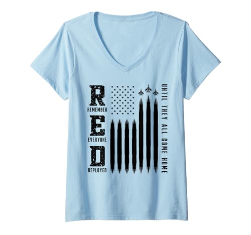 Damen Red Friday Mach dich daran, dass alle militärische T-Shirt mit V-Ausschnitt von Ingenius Red Friday Shirts & Geschenke