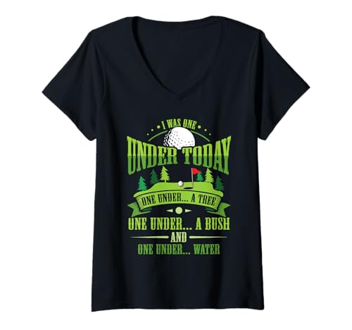 Damen Lustiger Golfspieler Golfliebhaber One unter Heute T-Shirt mit V-Ausschnitt von Ingenius lustige Golfliebhaberhemden & Geschenke