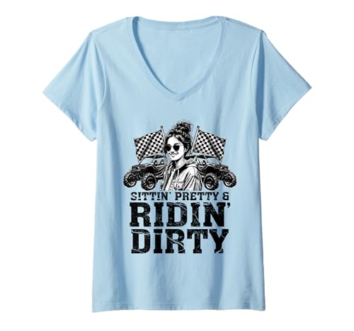 Damen Utv SXS sitzt ziemlich Off Road Girl Passagier Prinzessin T-Shirt mit V-Ausschnitt von Ingenius nebeneinanderfahrzeughemden und Geschenke