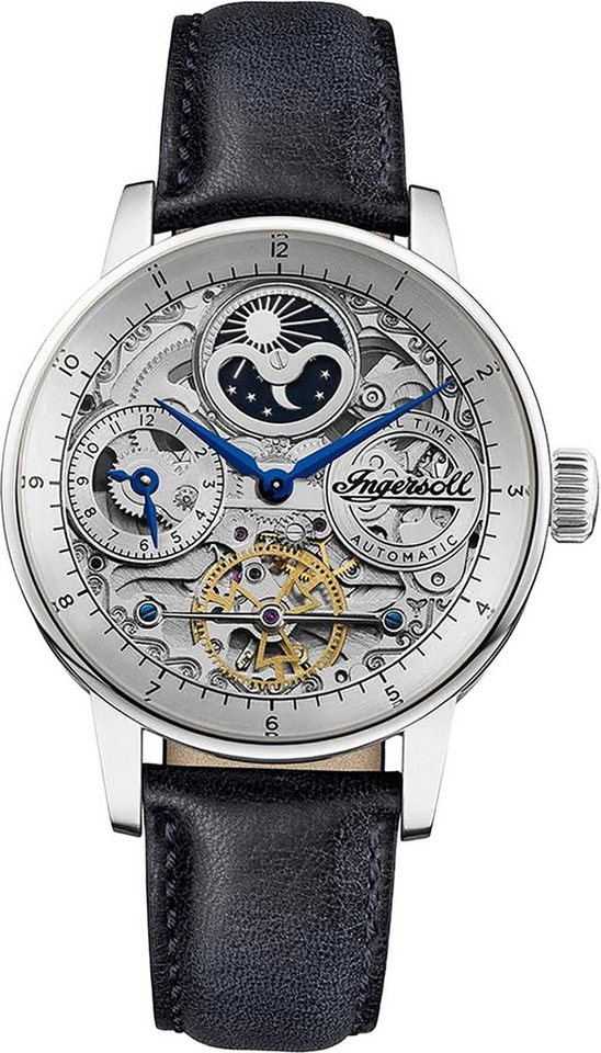 Ingersoll Quarzuhr Ingersoll Herrenuhr Leder blau, (Analoguhr), Herren Armbanduhr rund, Lederarmband blau, Casual von Ingersoll