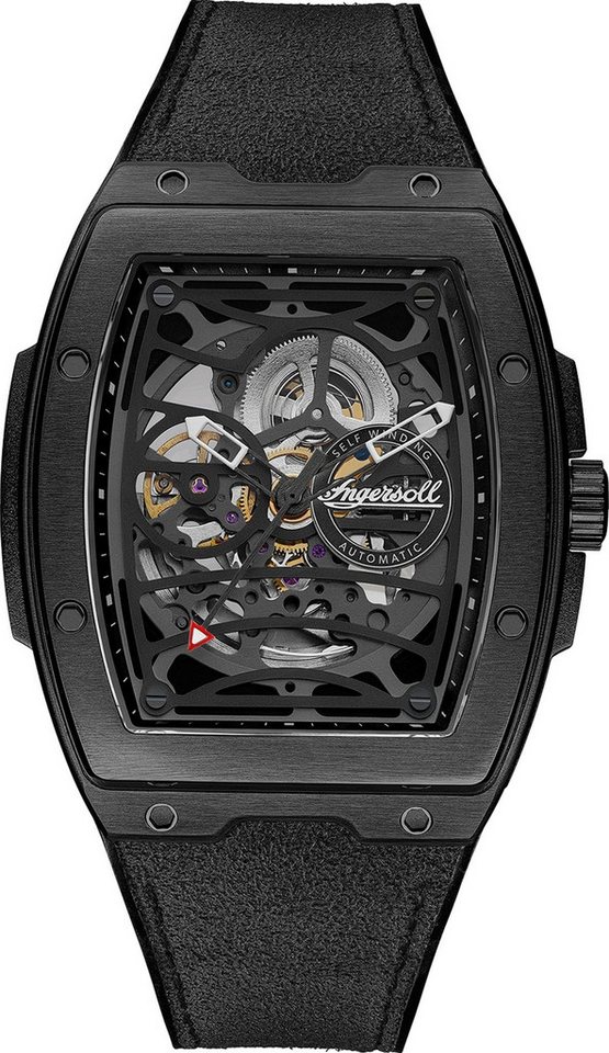 Ingersoll Quarzuhr Ingersoll Herrenuhr PUR/Alcantara schwarz, (Analoguhr), Herren Armbanduhr eckig, PUR/ Alcantaraarmband schwarz, Elegant von Ingersoll