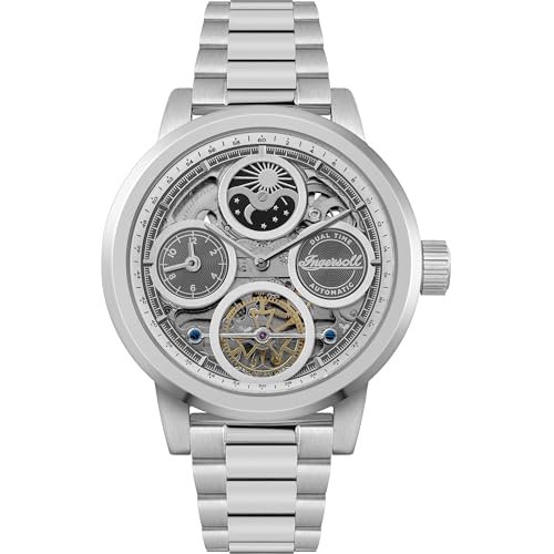 Ingersoll The Arc Herrenuhr 44 mm Automatikuhr mit silberfarbenem Skelettziffernblatt und silberfarbenem Edelstahlarmband I15801 von Ingersoll