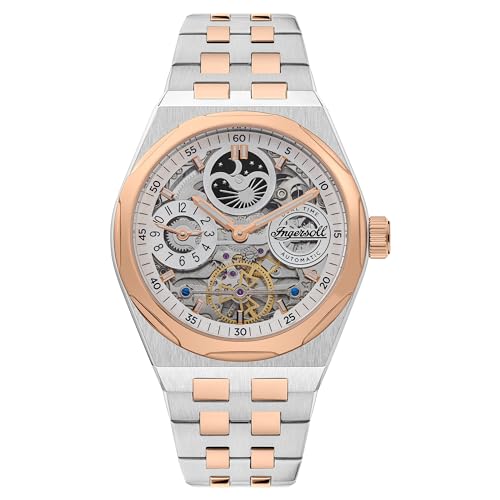 Ingersoll The Broadway Herren-Automatikuhr, 43 mm, mit grauem Zifferblatt und zweifarbigem Armband aus Silber/Roségold von Ingersoll