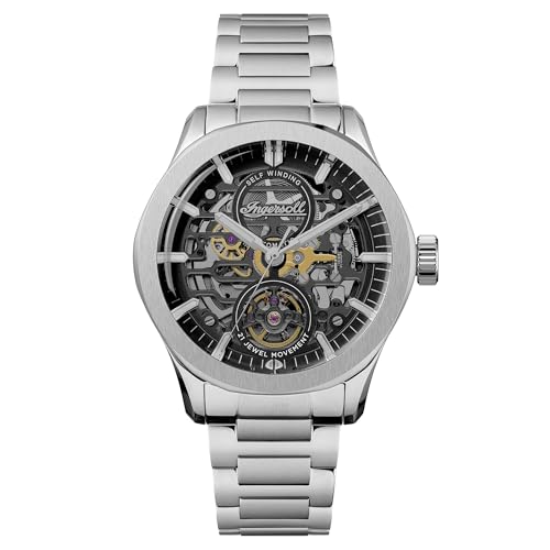 Ingersoll The Bronc Herren 44mm Automatikuhr mit schwarz-goldenem Zifferblatt und silbernem Edelstahlarmband von Ingersoll