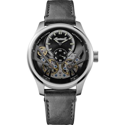 Ingersoll The Naismith Herrenuhr 46 mm Automatikuhr mit schwarzem Ziffernblatt und schwarzem Lederarmband I16101 von Ingersoll