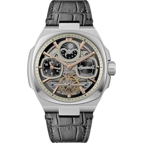 Ingersoll The Spirit Herrenuhr 46.7 mm Automatikuhr mit schwarzem Ziffernblatt und schwarzem Lederarmband I15801 von Ingersoll
