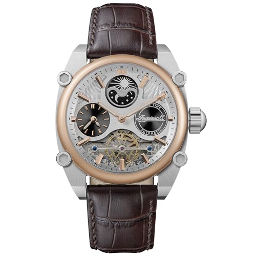Ingersoll The Varsity 47 mm Automatic Herrenuhr mit weißem Ziffernblatt und braunem Leder Armband I15401 von Ingersoll