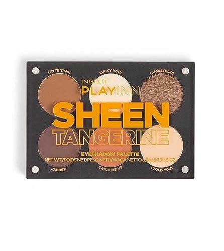 INGLOT PLAYINN Sheen Tangerine, Lidschattenpalette, Eine Kollektion von Sechs Einzigartigen Lidschatten, Drei Matte und Drei Glänzende Lidschatten, Volles Augen-Make-up, 8,2 g von Inglot