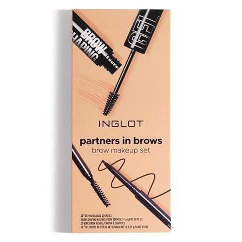 Inglot Augenbrauen-Make-up-Set | Gel zum Modellieren der Augenbrauen 4 ml – transparent | So feiner Augenbrauenstift 03 | langer Halt | präzise Anwendung | Partners in Brows – Pencil and Shaping Gel von Inglot