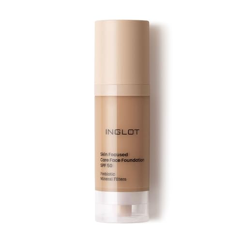Inglot Illuminierende Foundation mit Hautpflege-Vorteilen | Sonnenschutz | Vegane Formel | Skin Focused Care Gesichtsfoundation SPF 50 | 30 ml 310 Warm Tan von Inglot