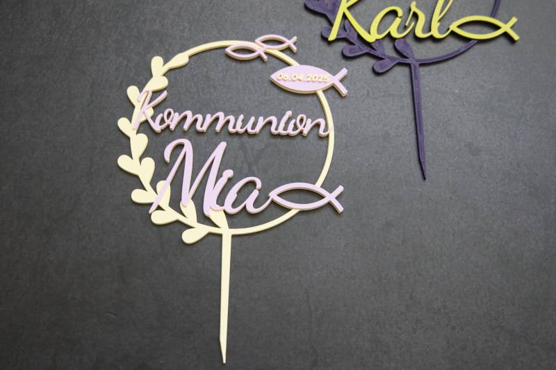 Cake Topper Kommunion - 3D-Gedruckt Tortenstecker Personalisiert Deko in Wunschfarben Cake Topper Kommunion - 3D-Gedruckt Tortenstecker Personalisiert Deko in Wunschfarben von Ingravio
