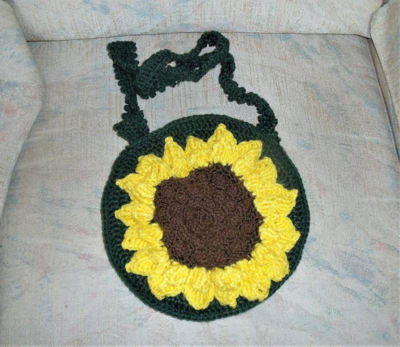 Sonnenblume Gehäkelte Handtasche von IngridstreasuresShop