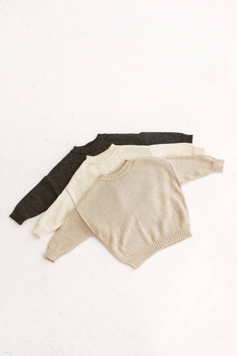 Kinderpullover in 100% Baby Alpaka Pullover Elfenbein Weiß Naturtöne Für Kinder Öko Öko-Wolle Oversized Mädchen Junge von Ingugu
