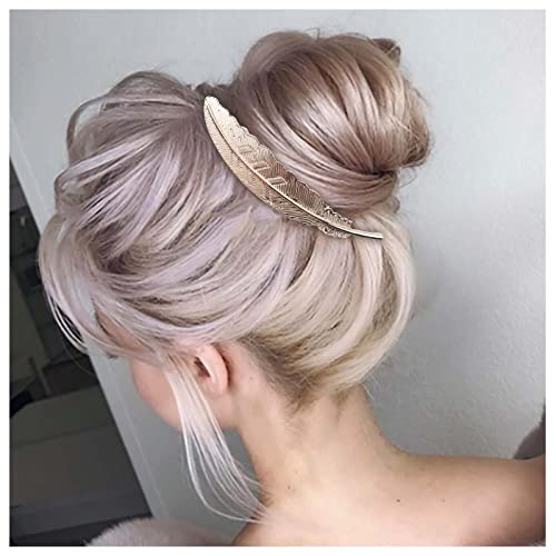 Inilbran Blattgold-Haarspangen Haarspangen Vintage Feder Haarspangen Metallblatt Haarspangen Kopfclips Blatthaarnadel Clip Dekorative Kopfbedeckung Französischer Haarschmuck für Frauen und Mädchen von Inilbran