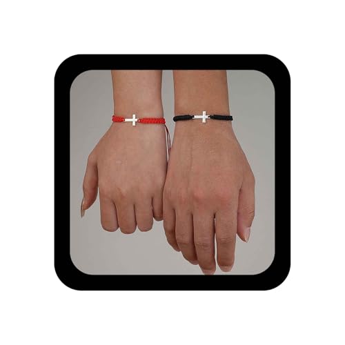 Inilbran Böhmische Freundschaft Kreuz Armband Vintage Jesus Christliche Kreuz Armband Handgefertigt Passenden Paar Armbänder Einstellbar Geflochtene Seil Armbänder Für Frauen von Inilbran