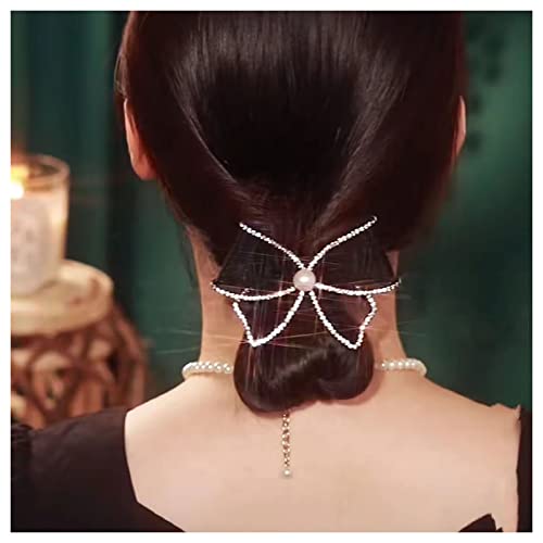 Inilbran Bohemia Kristall Schmetterling Haarspange Schwarz Strass Schmetterling Haarspange Clip Bling Kristall Cz Kopf Clip Gold Kristall Perle Schmetterling Haarnadel Clip Haar Dekorative von Inilbran