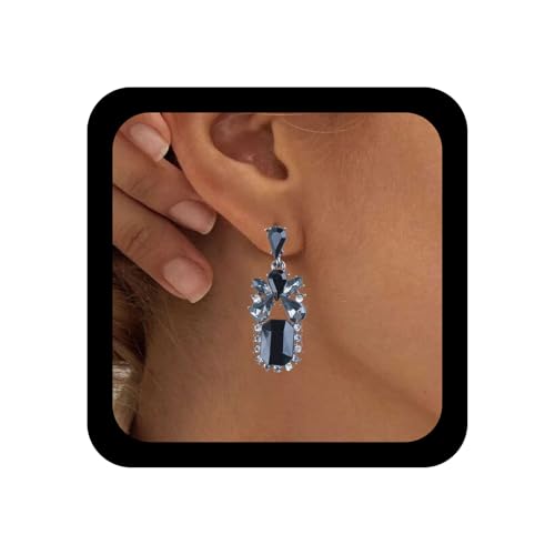 Inilbran Bohemia Schwarzer Kristall Tropfen Ohrringe Schwarzer Edelstein Ohrringe Vintage Strass Edelstein Ohrringe Funkelnden Kristall Cz Ohrstecker Ohrringe Schmuck Für Frauen Und Teenager-Mädchen von Inilbran