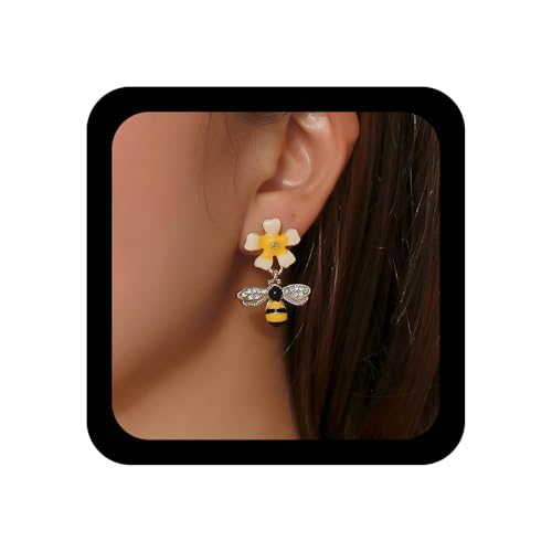 Inilbran Boho 3d Biene Baumeln Ohrringe Vintage Blume Ohrstecker Gelb Tier Biene Tropfen Ohrring Personalisierte Blume Biene Ohrring Schmuck Für Frauen von Inilbran