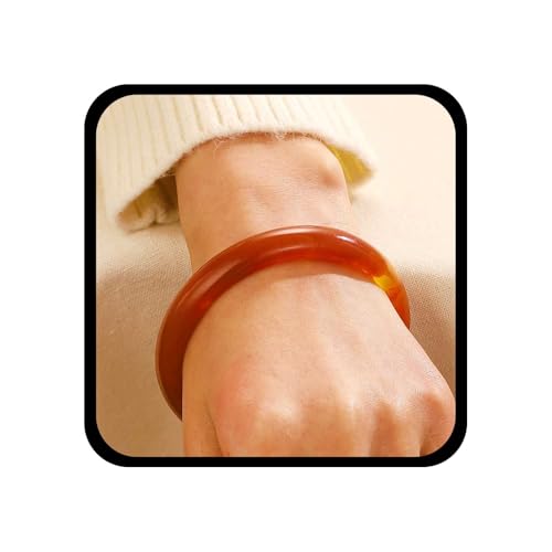 Inilbran Boho Acryl Chunky Armreif Armband Vintage Runde Stapelbar Manschette Armband Braun Harz Geometrische Manschette Armband Manschette Offen Einstellbar Armreif Armband Schmuck Für Frauen von Inilbran