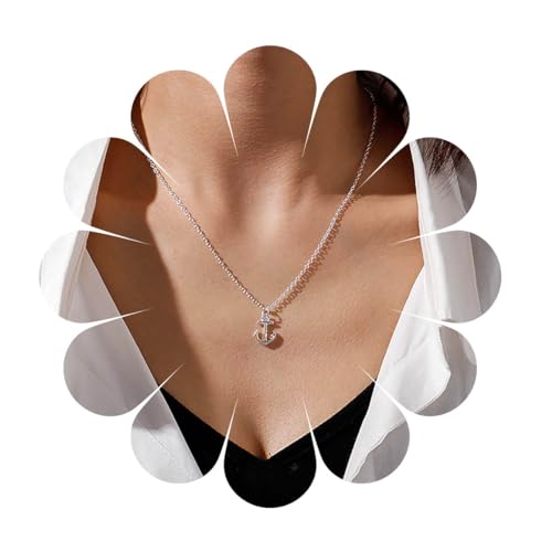 Inilbran Boho Anker Choker Halskette Vintage Boot Anker Halskette Silber Meer Anker Anhänger Halskette Minimalistische Anker Kette Halskette Schmuck Für Frauen Und Mädchen von Inilbran