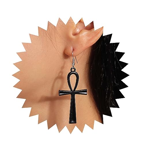 Inilbran Boho Ankh Kreuz Ohrringe Vintage Amulett Kreuz Ohrringe Schwarz Ägyptisch Ankh Kreuz Ohrringe Minimalistisch Ankh Kreuz Religiös Ohrringe Schmuck Für Frauen Und Mädchen von Inilbran