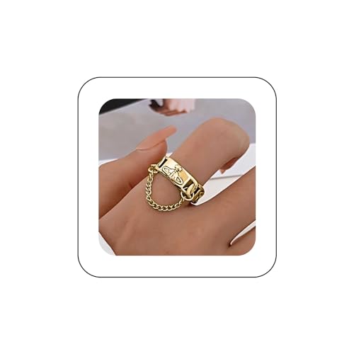 Inilbran Boho Band Kette Finger Ring Vintage Hohlband Wickeln Offener Ring Gold Band Saturn Offener Knöchel Ring Punk Einstellbar Stapel Ring Schmuck Für Frauen Und Mädchen von Inilbran